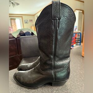 Vintage Larry Mahan Black Leather Western Cowboy Boots size 10E Mens.
